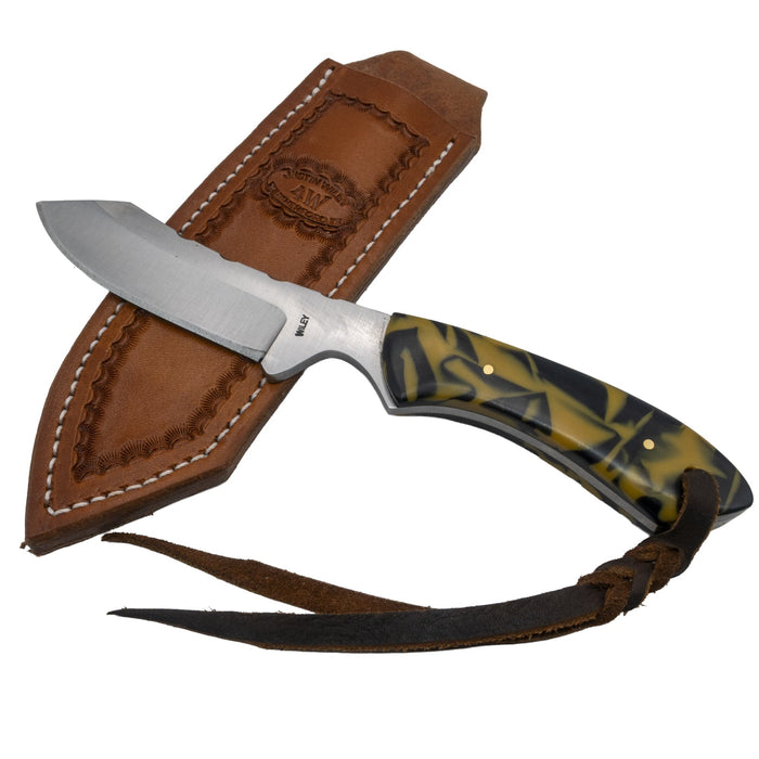 Justin Wiley Hand-Forged Carbon Steel Camp Knife with Yellow & Black Handle
