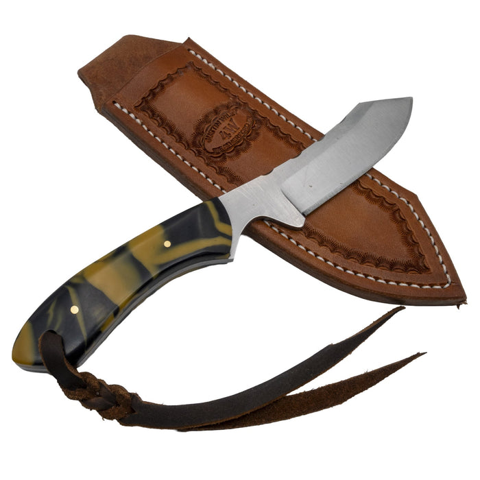 Justin Wiley Hand-Forged Carbon Steel Camp Knife with Yellow & Black Handle