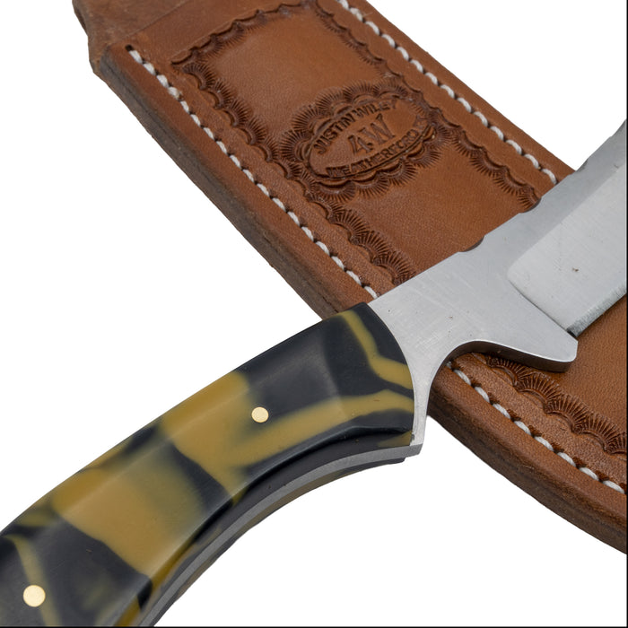 Justin Wiley Hand-Forged Carbon Steel Camp Knife with Yellow & Black Handle