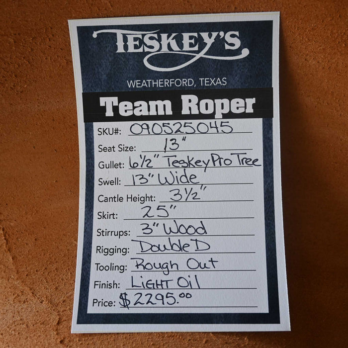 13" TESKEY'S TEAM ROPING SADDLE Saddles - New Teskey's Saddlery