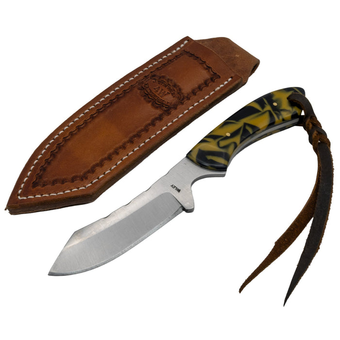 Justin Wiley Hand-Forged Carbon Steel Camp Knife with Yellow & Black Handle