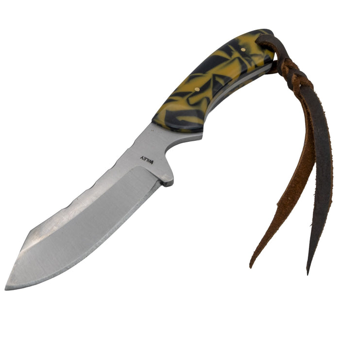 Justin Wiley Hand-Forged Carbon Steel Camp Knife with Yellow & Black Handle