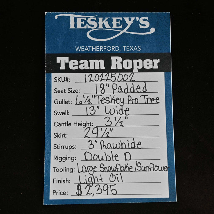 18" TESKEY'S TEAM ROPING SADDLE