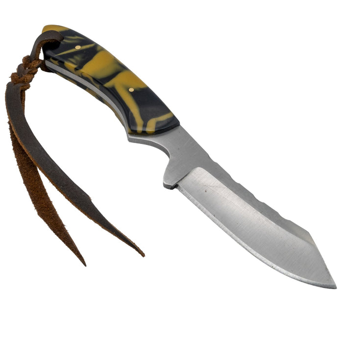Justin Wiley Hand-Forged Carbon Steel Camp Knife with Yellow & Black Handle