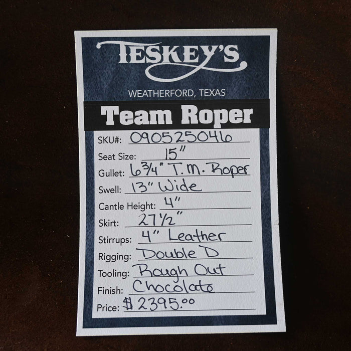 15" TESKEY'S TEAM ROPING SADDLE Saddles - New Teskey's Saddlery