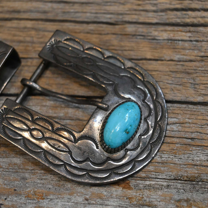 Vintage 4 piece Turquoise Belt Buckle Set