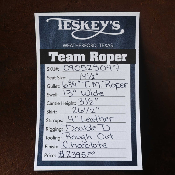 14.5" TESKEY'S TEAM ROPING SADDLE Saddles - New Teskey's Saddlery