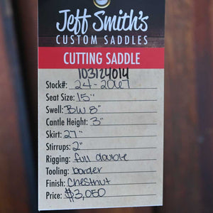 15" JEFF SMITH CUTTING SADDLE Saddles Jeff Smith   