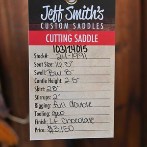 16.5" JEFF SMITH CUTTING SADDLE Saddles Jeff Smith   