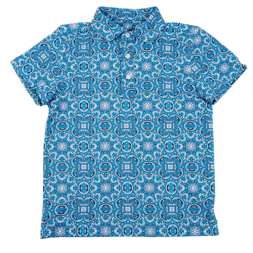 Ferrell Brand Boy's Bennett Light Blue Polo Snap Shirt KIDS - Boys - Clothing - Shirts - Short Sleeve Shirts Ferrell Brand