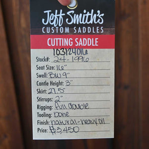 16" JEFF SMITH CUTTING SADDLE Saddles Jeff Smith   