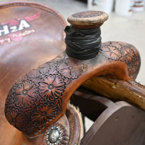 14.5" USED PEREZ TEAM ROPING SADDLE Saddles Perez Saddlery   