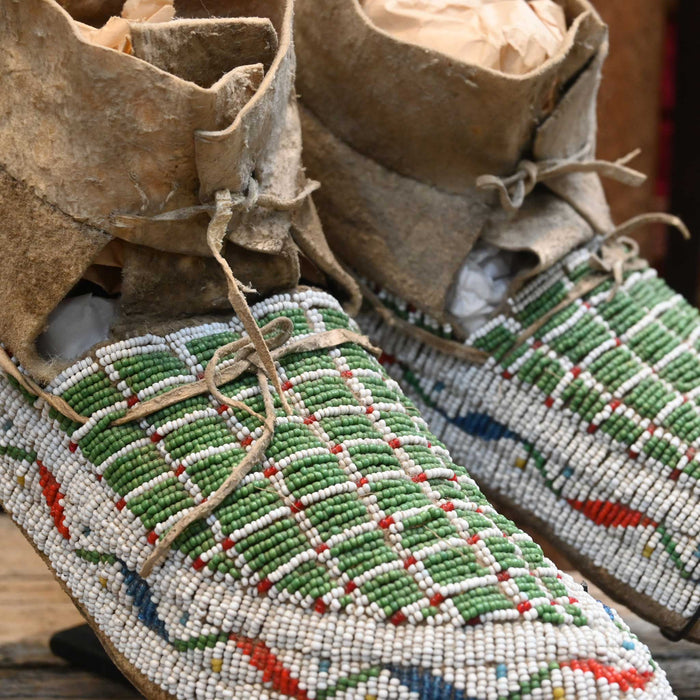 1910 Lakota Souix Moccasins made with brain