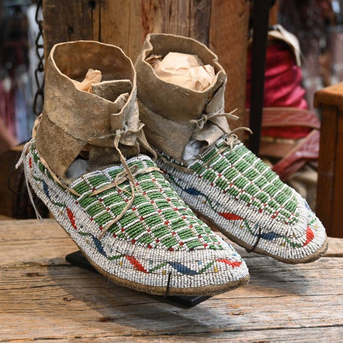 1910 Lakota Souix Moccasins made with brain