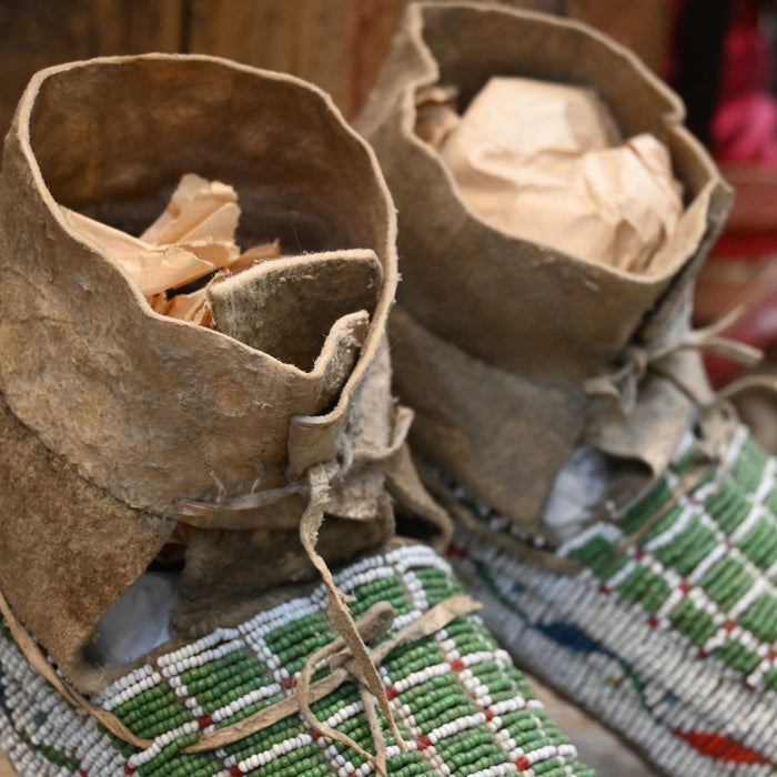 1910 Lakota Souix Moccasins made with brain