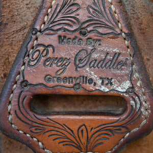 14.5" USED PEREZ TEAM ROPING SADDLE Saddles Perez Saddlery   