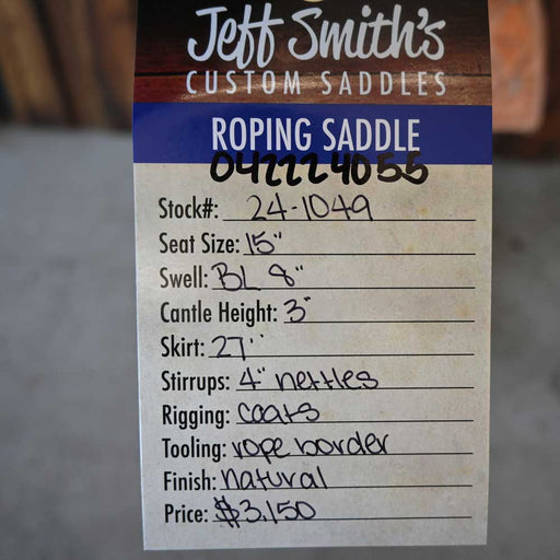 15" JEFF SMITH ROPING SADDLE Saddles - New Jeff Smith