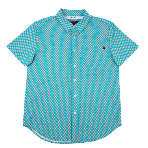 Rock & Roll Denim Men's Tek Geo Print Teal Button Down Shirt MEN - Clothing - Shirts - Short Sleeve Panhandle