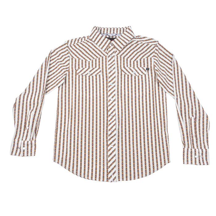 Rock & Roll Denim Men's Core Tek Stripe Brown Pearl Snap Shirt MEN - Clothing - Shirts - Long Sleeve Panhandle