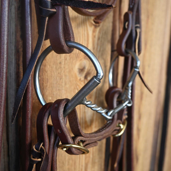 D-Ring Twisted Wire Dogbone Bridle Rig w/Browband Headstall