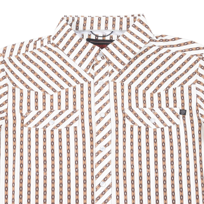 Rock & Roll Denim Men's Core Tek Stripe Brown Pearl Snap Shirt MEN - Clothing - Shirts - Long Sleeve Panhandle