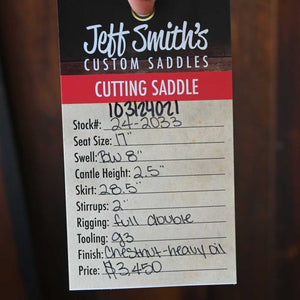 17" JEFF SMITH CUTTING SADDLE Saddles Jeff Smith   