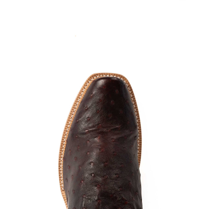 R. Watson Men's Cutter Toe Black Cherry Full Quill Ostrich Boot
