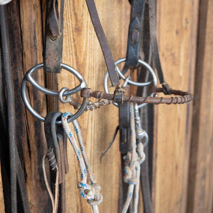 Cow Horse Supply Locked O-Ring Twisted Snaffle Bridle Rig w/Browband Headstall