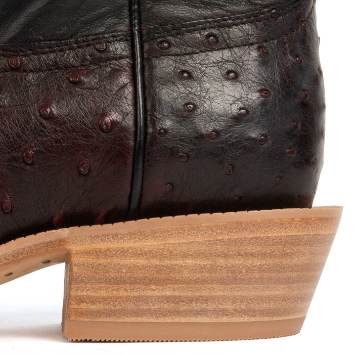 R. Watson Men's Cutter Toe Black Cherry Full Quill Ostrich Boot