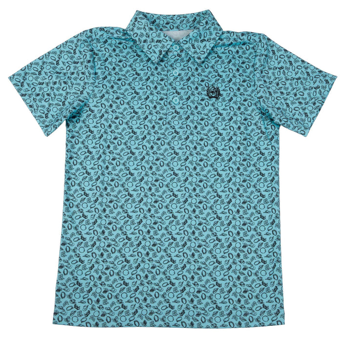 Cinch Boy's Blue Western Print Polo Shirt KIDS - Boys - Clothing - Shirts - Short Sleeve Shirts Cinch