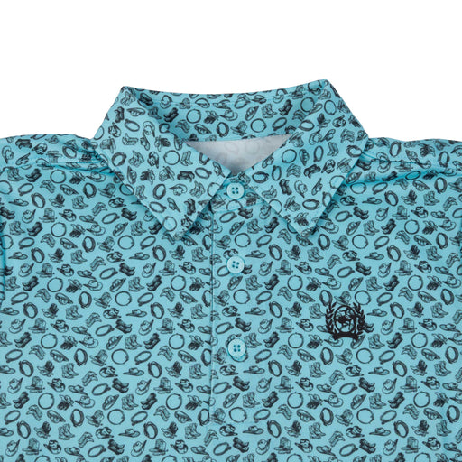 Cinch Boy's Blue Western Print Polo Shirt KIDS - Boys - Clothing - Shirts - Short Sleeve Shirts Cinch
