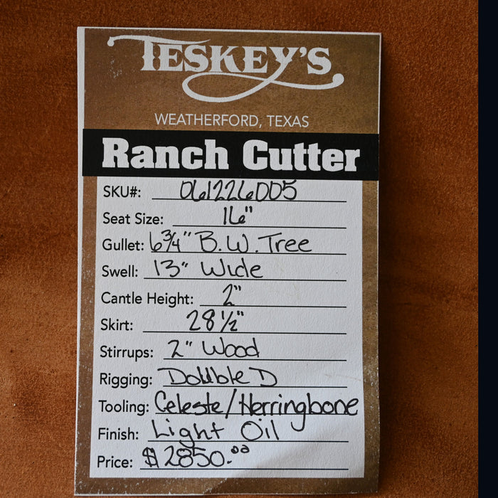 16" TESKEY'S PRO CUTTER RANCH CUTTER SADDLE