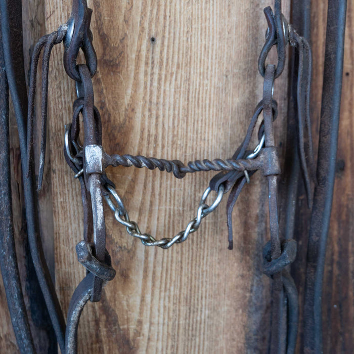 Cow Horse Supply Twisted Wire Snaffle Bridle Rig w/Single Ear Headstall