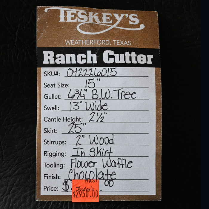 15" TESKEY'S PRO CUTTER RANCH CUTTER SADDLE Saddles - New Teskey's Saddlery