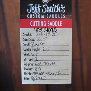 15.5" JEFF SMITH CUTTING SADDLE Saddles Jeff Smith   