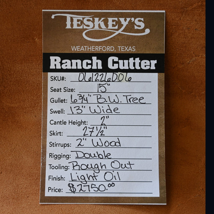 15" TESKEYS PRO CUTTER RANCH CUTTER SADDLE