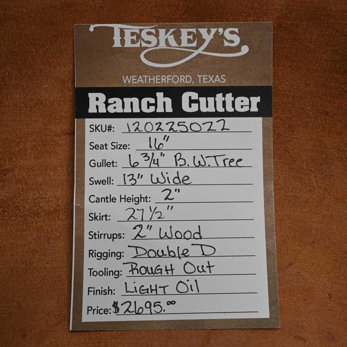 16" TESKEY'S PRO CUTTER RANCH CUTTER SADDLE