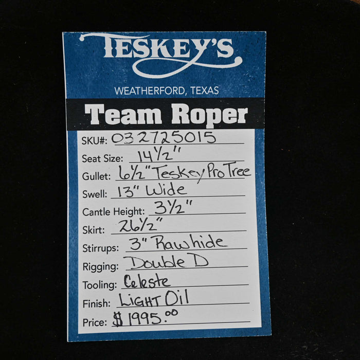 14.5" TESKEY'S TEAM ROPING SADDLE Saddles - New Teskey's Saddlery