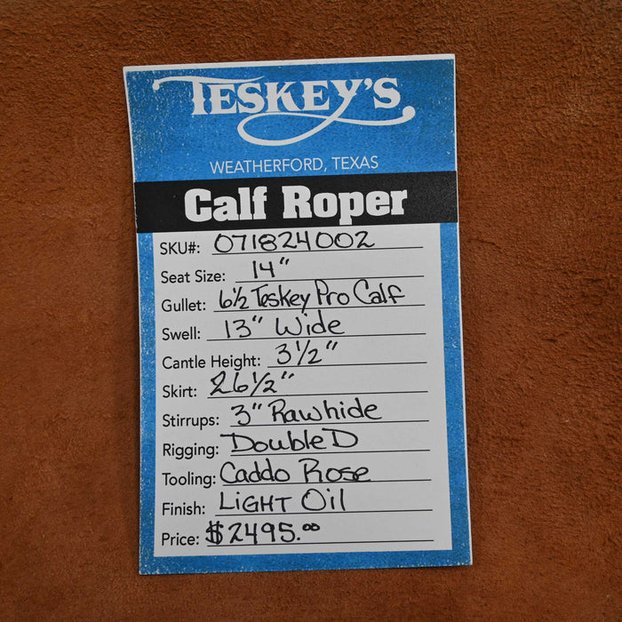 14" TESKEY'S CALF ROPING SADDLE Saddles - New Teskey's Saddlery