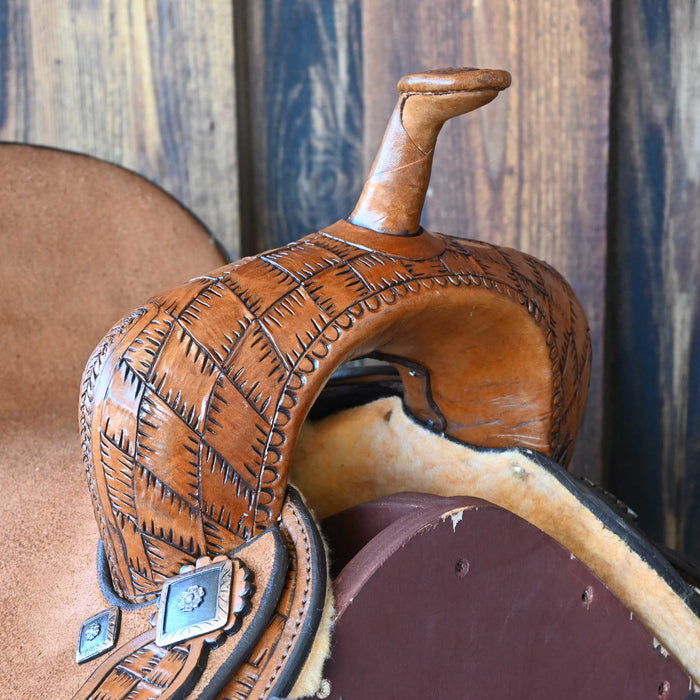 14" SEVEN PLATINUM LEATHER BARREL SADDLE Saddles - New Seven Saddle