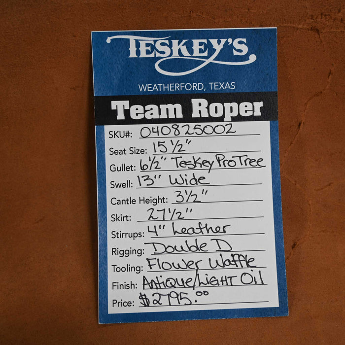 15.5" TESKEY'S TEAM ROPING SADDLE Saddles - New Teskey's Saddlery