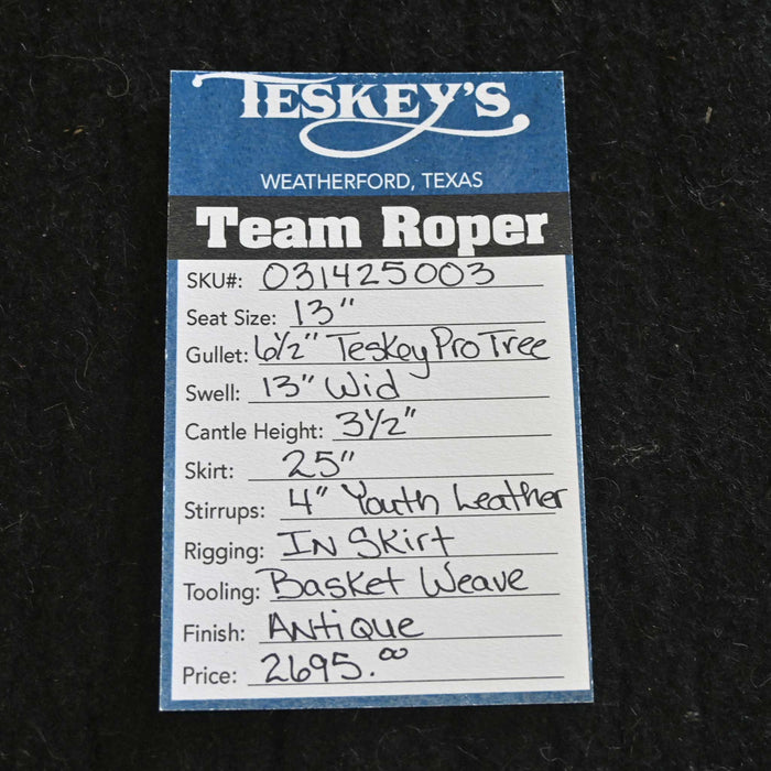 13" PATRICK SMITH YOUTH TEAM ROPING SADDLE Saddles - New Patrick Smith