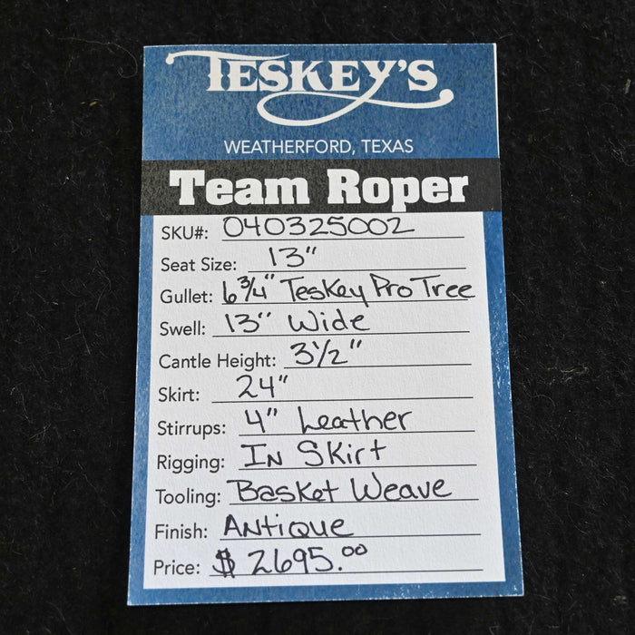 13" PATRICK SMITH YOUTH TEAM ROPING SADDLE Saddles - New Patrick Smith