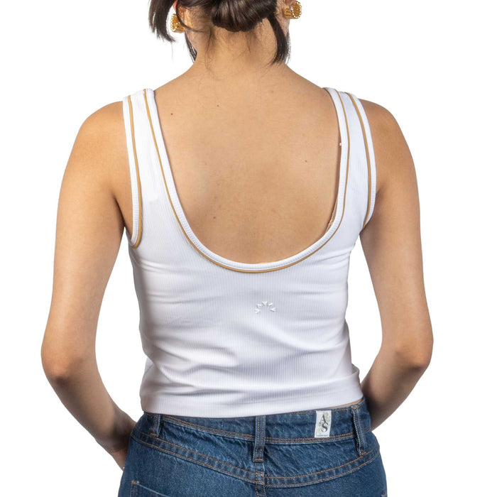 Barney Piped White/Apple Cinnamon Tank WOMEN - Clothing - Tops - Sleeveless Varley