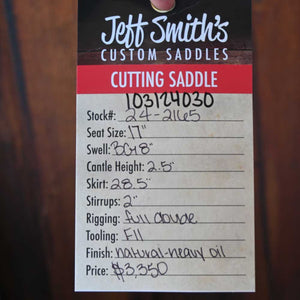 17" JEFF SMITH CUTTING SADDLE Saddles Jeff Smith   