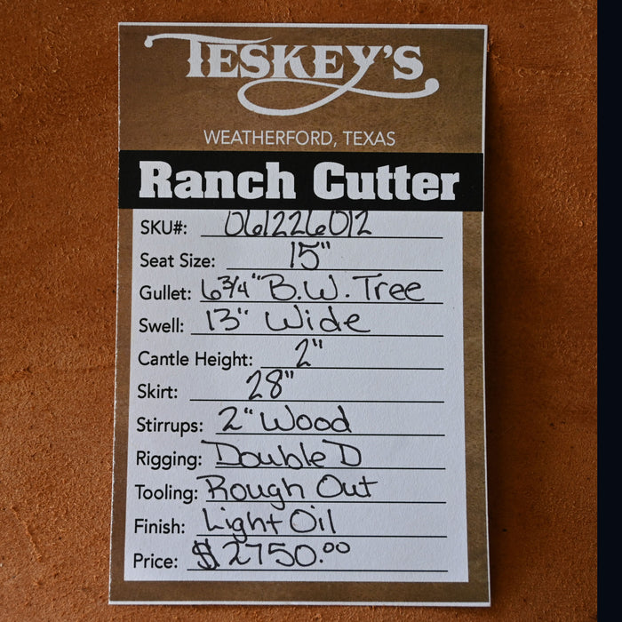 15" TESKEY'S PRO CUTTER RANCH CUTTER SADDLE