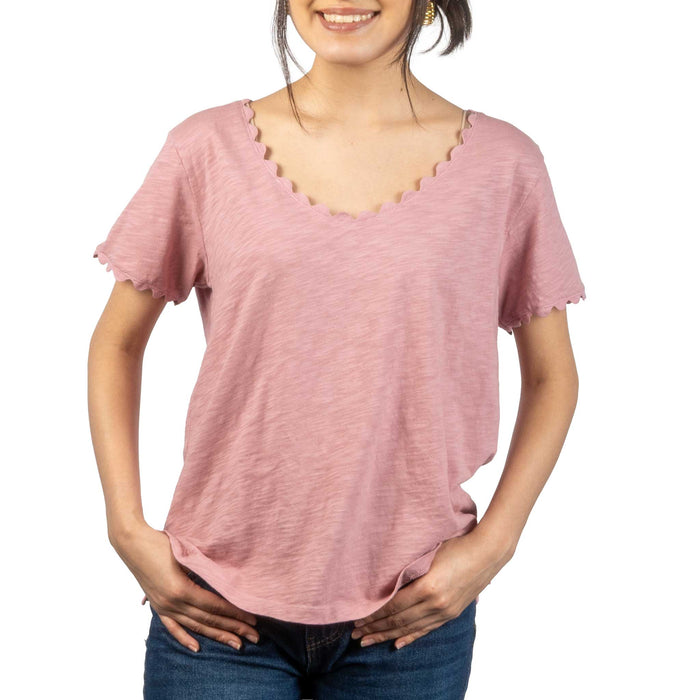 Dylan Ric Rac Soft Pink Tee WOMEN - Clothing - Tops - Short Sleeved Dylan