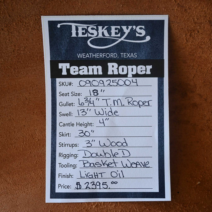 18" TESKEY'S TEAM ROPING SADDLE Saddles - New Teskey's Saddlery