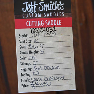 16" JEFF SMITH CUTTING SADDLE Saddles Jeff Smith   