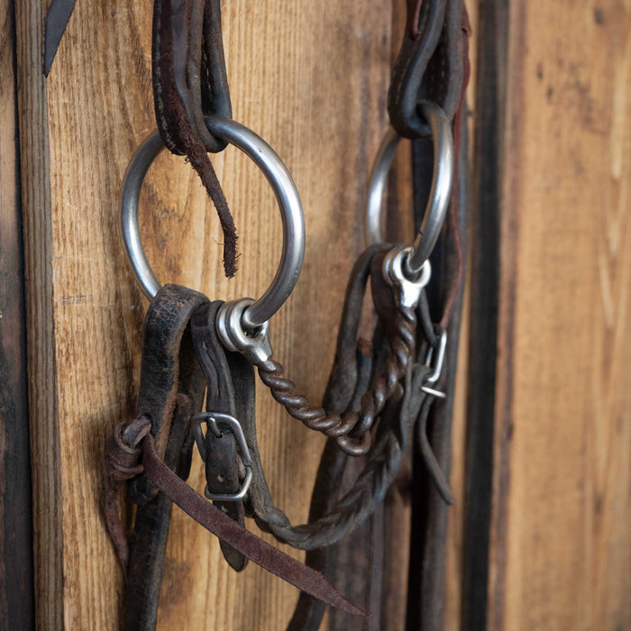 Dennis Moreland O-Ring Twisted Wire Snaffle Bridle Rig w/Browband Headstall